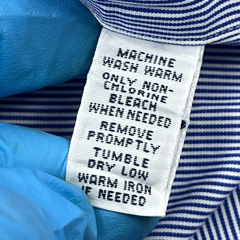 Ralph Lauren Dress Shirt‎ Men's 17.5 Blue Stripe Long Sleeve Pony Logo Button Up